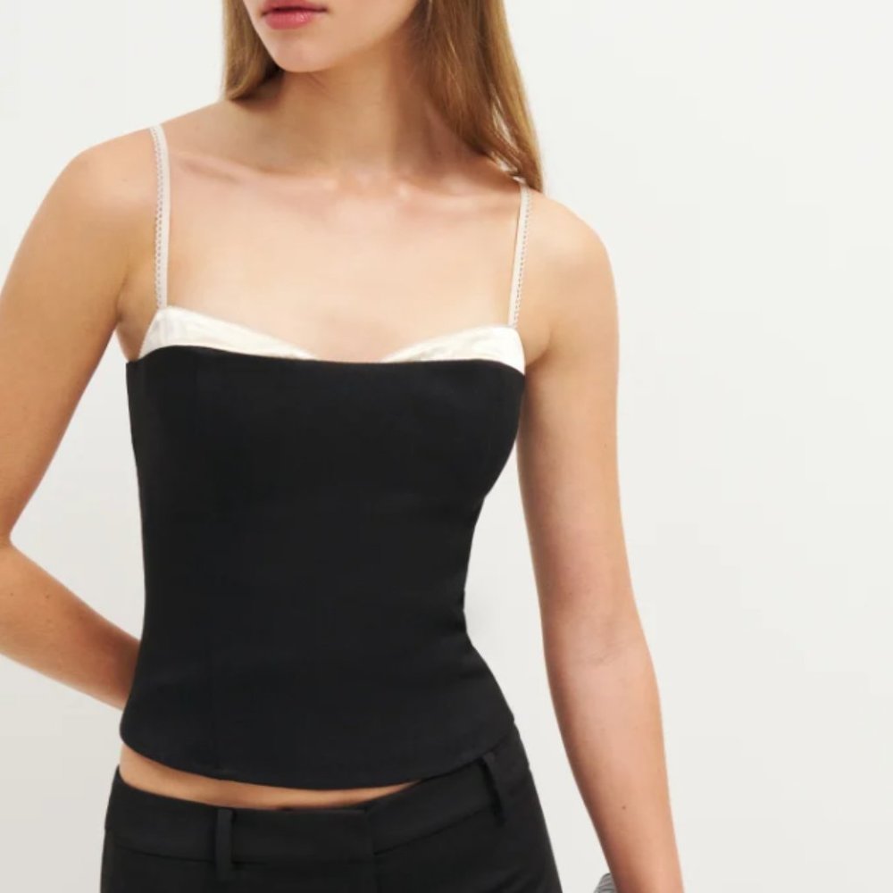 Reformation Black and Cream Crop Top